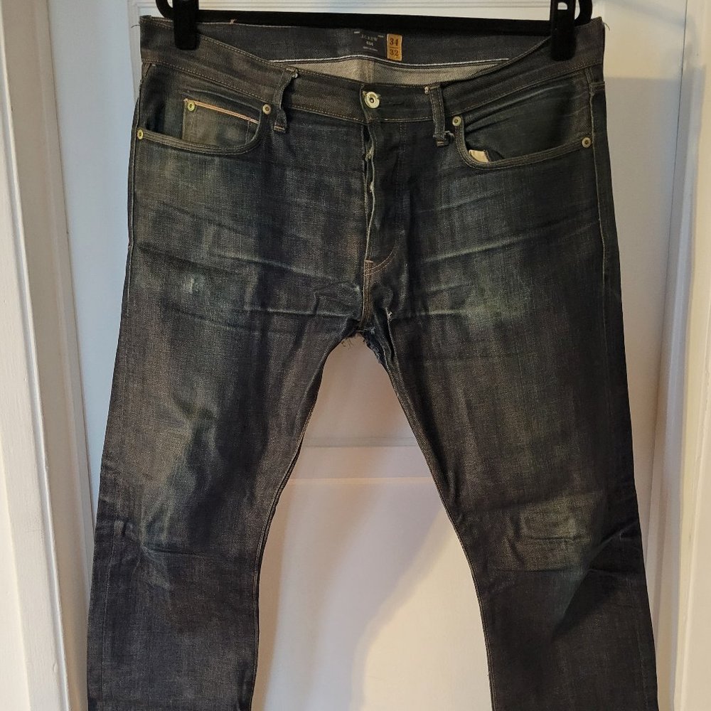 J Crew 484 Selvedge Denim Slim Jeans 34 x 32 Worn Broken In JCrew